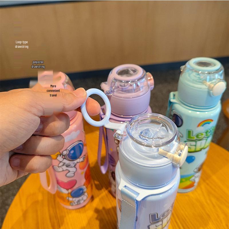 Cartoon Astronaut Portable Straw Water Cup for Kids