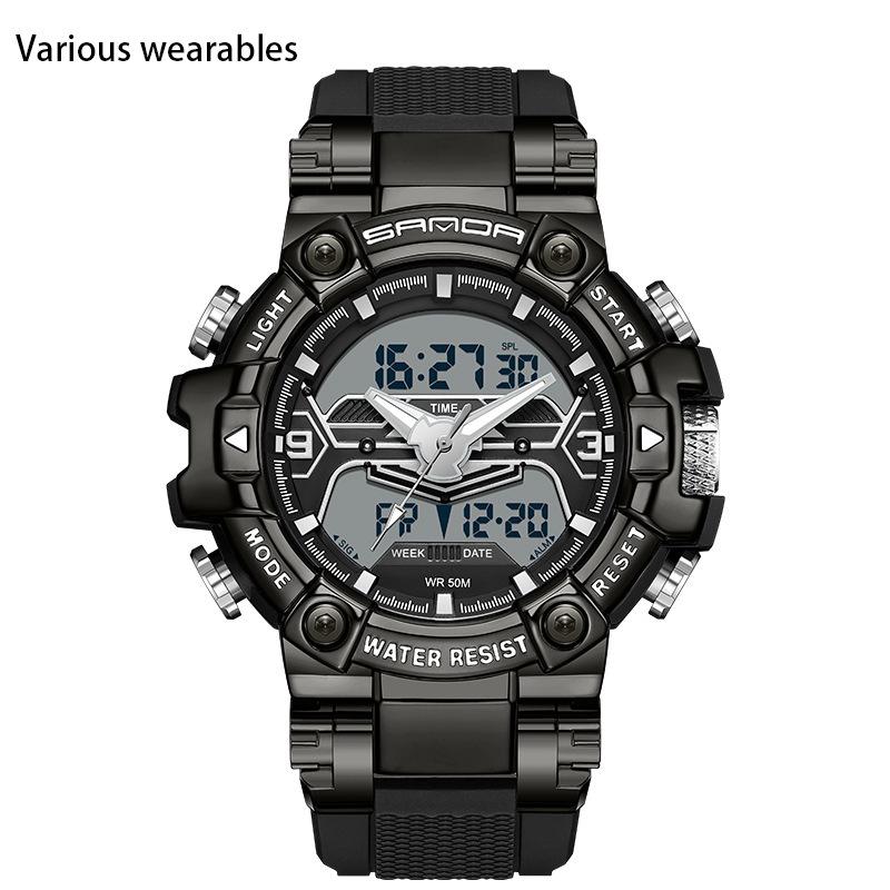 Neue elektronische Uhr, multifunktionale Modetrend-Herrenuhr, coole Uhr, im Dunkeln leuchtend, wasserdicht, stoßfest, Wecker, Herrenuhr