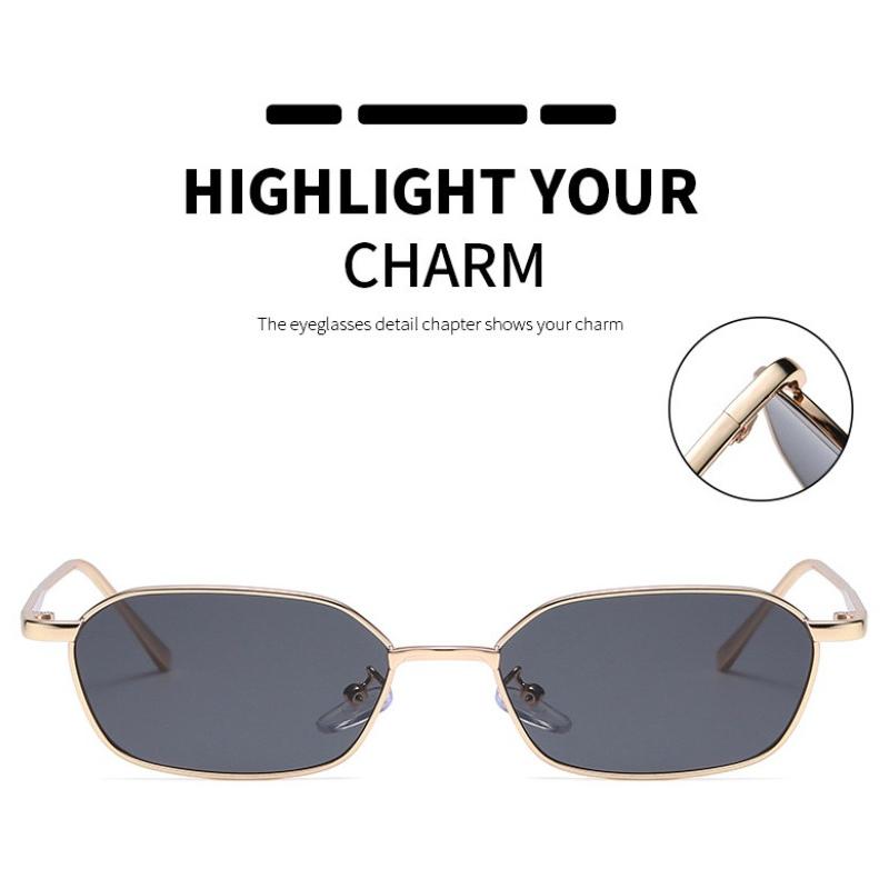 Nicht polarisierte Polygon Sonnenbrille Herren Damen Steampunk Metallrahmen Kleine Sonnenbrille Vintage Kleine Quadratische Markenbrille Damen Shades Goggles