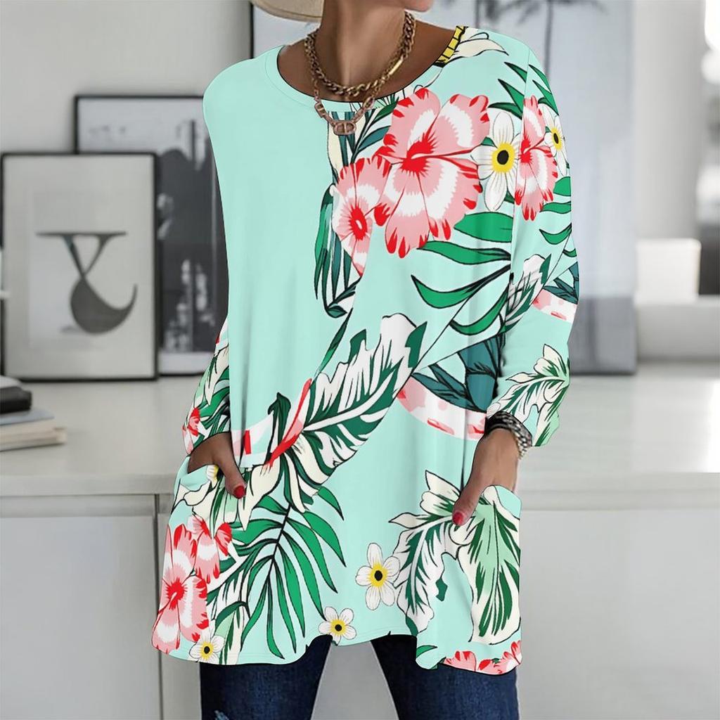 Ladies V Neck Plus Size Long Sleeve Blouse Soft Loose Tops For Casual Outdoor Activities