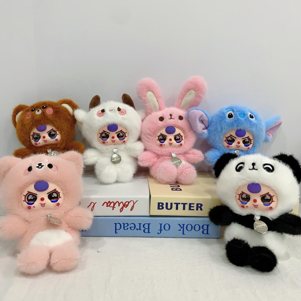 Sevimli, avuç içi hazinesi pelüş kolye masa ofis vinil yüzlü pelüş bebek