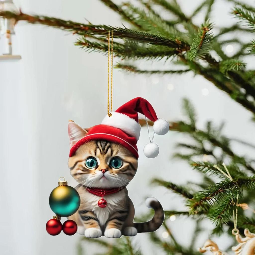Cartoon süße Katze 2023 Weihnachtsschmuck hängende Dekoration Geschenk Weihnachten hängender Baum personalisierter Anhänger Partyzubehör