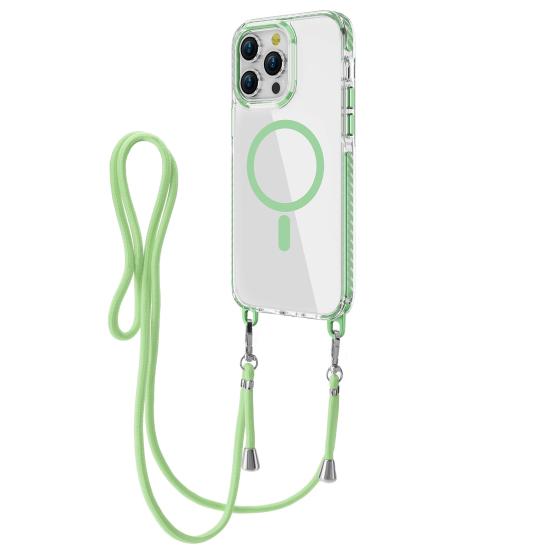 Magnetic Clear Phone Case for IPhone 16 Series Shockproof Crossbody Phone Case with Shoulder Strap Phone Protective Cover Compatible with for MagSafe