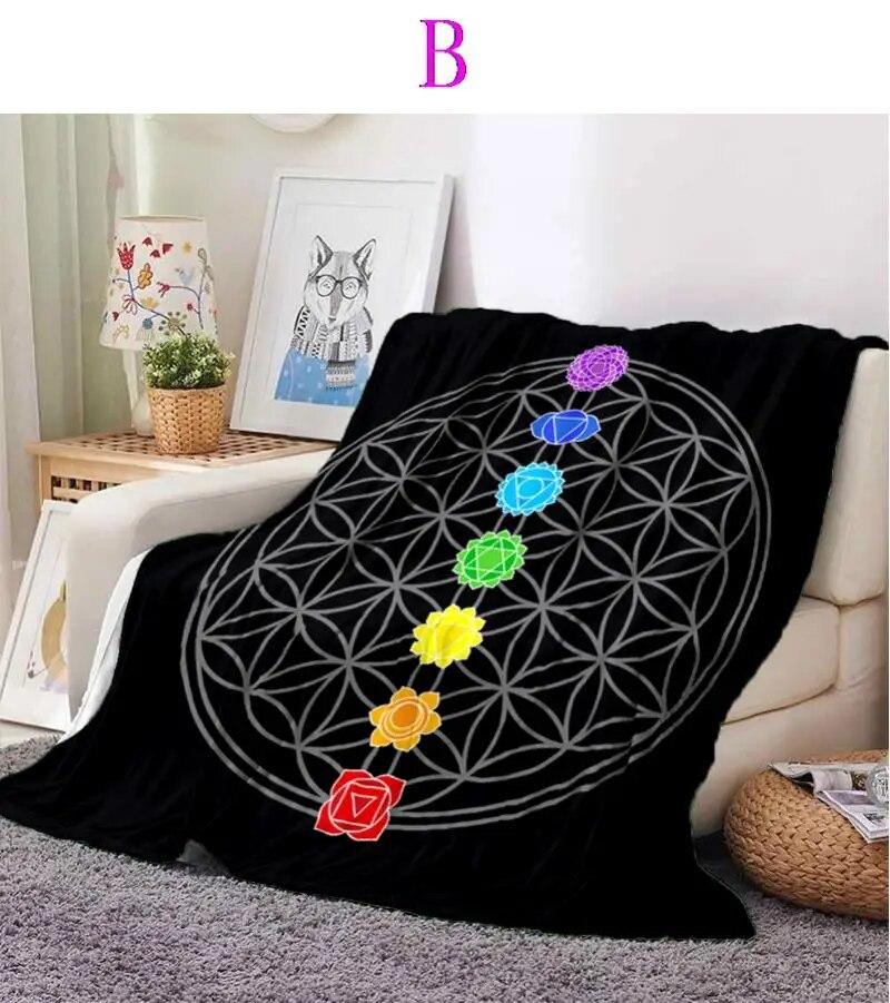 Sacred Planet Geometry Atomite Flower of Life Flannel Warm and Soft Plush Sofa Bed Blanket throw blanket   for picnic