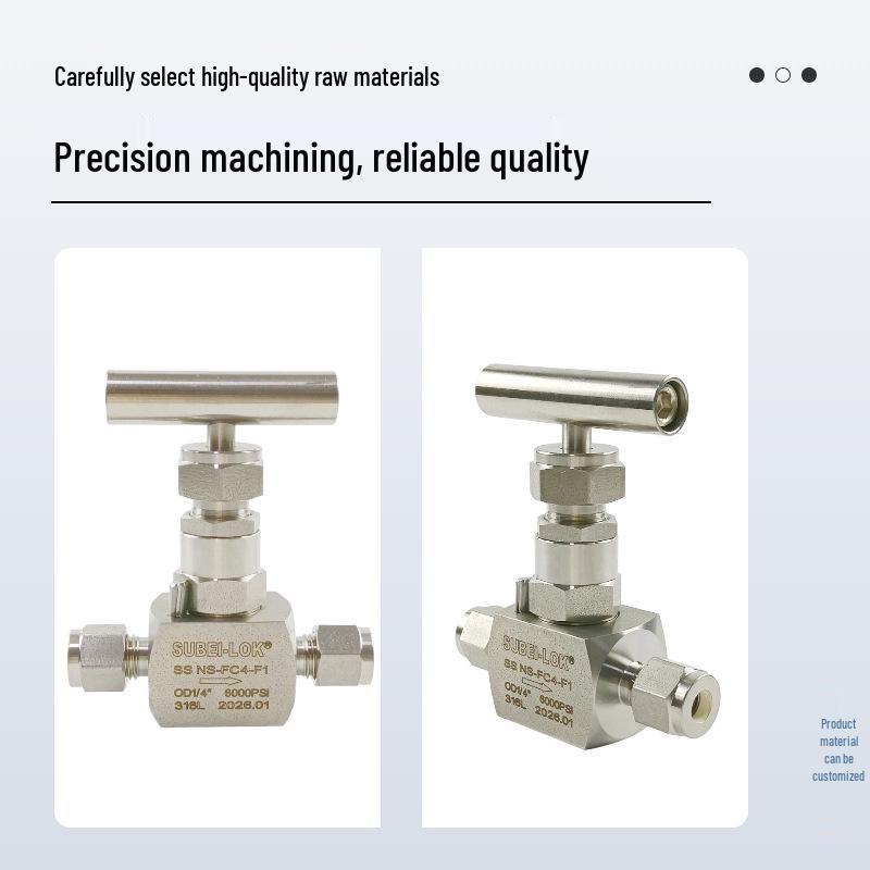 304/316 Stainless Steel High-Pressure Needle Valve - Straight-Through Shut-Off