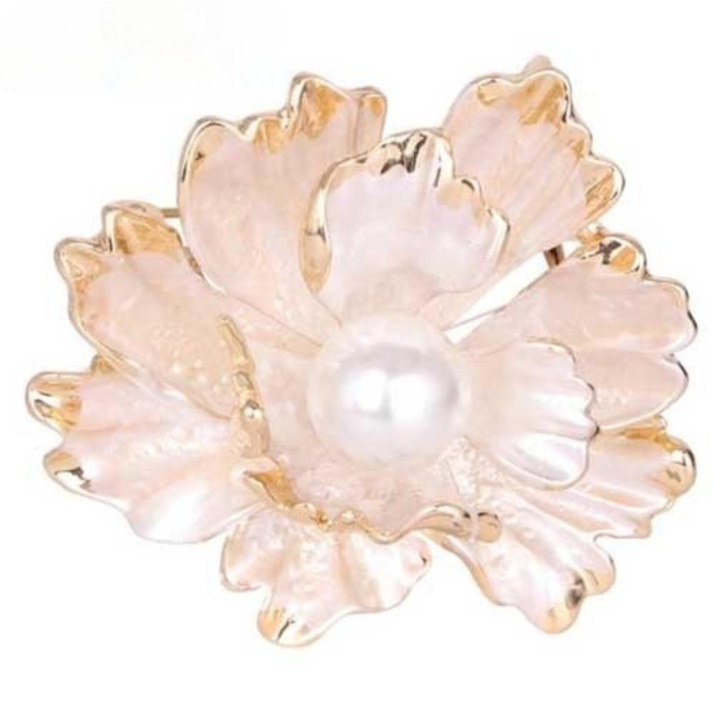 Lotus Pendant Enamel Brooch Badges Fashion Pearl Flower Exqusiite Pin Jewelry