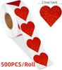 1-5Rolls Red Pink Heart Stickers(500pcs/Roll)for Valentines Day Wedding Gift Packing Bag Packaging Labels Love DIY Stickers