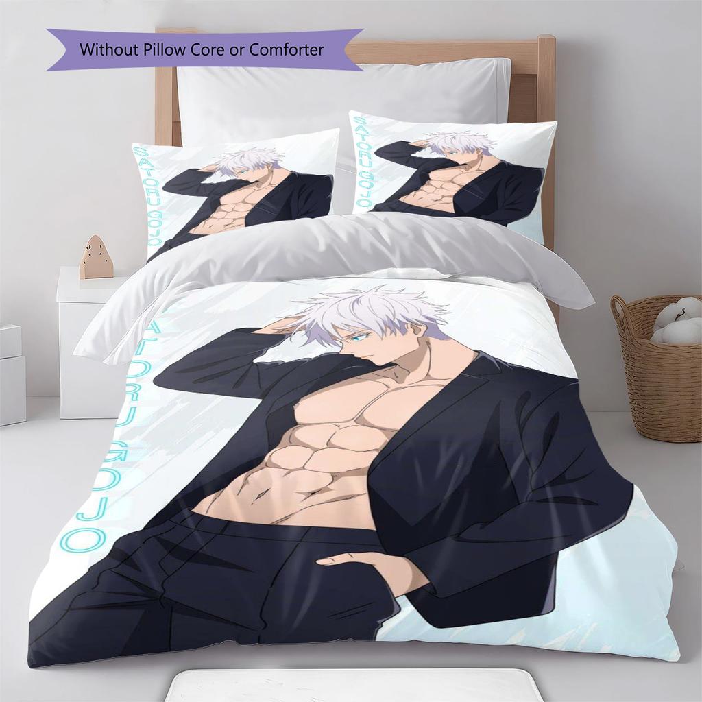 Jujutsu Kaisen Duvet Cover Set Bedding Polyester Comforter Cover Pillowcase Twin Full Queen Zipper Design -QJY