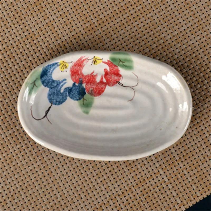 Oval Sushi Dish Japanese Ceramic Bone Plate Dinner Dishes Snack Ceramic Dinner Plates Dish Set Serving Dish Restaurant Supplies