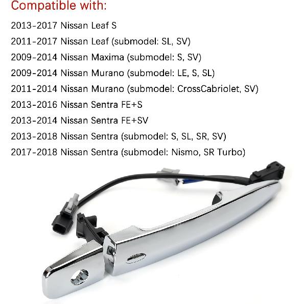 806469N00A Exterior Chrome Door Handle Front Left Driver Side, With Sensor And Smart Keyless Entry System, For 2009-2018 Nissan