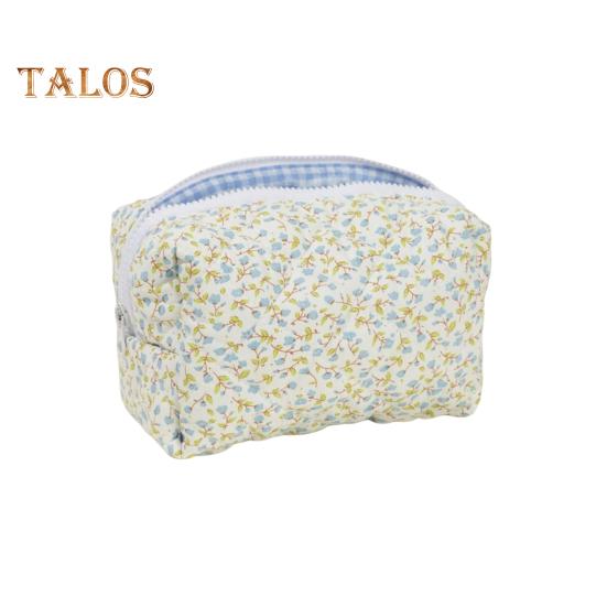 Cosmetic Bag Flower Print Zipper Closure Makeup Brush Storage Bag Reusable Makeup Organizer Toiletries And Beauty Tools Pouch