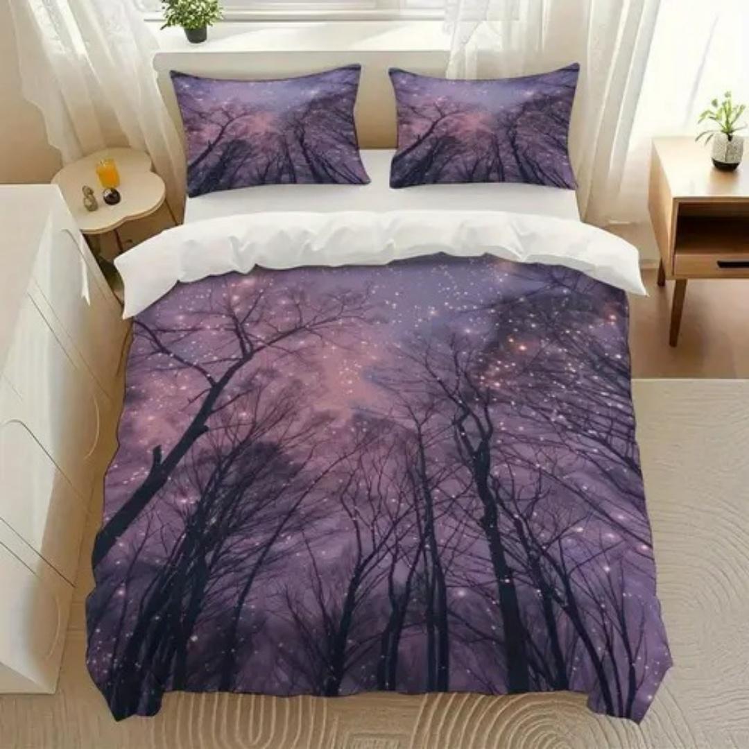 

Comforter Purple Fantasy Forest King Size Digital Printing Four Seasons Bedding Soft Skin-Friendly Room Decoration 3 Pcs Comforter (quilt)-EU Single(135*200cm)3pcs