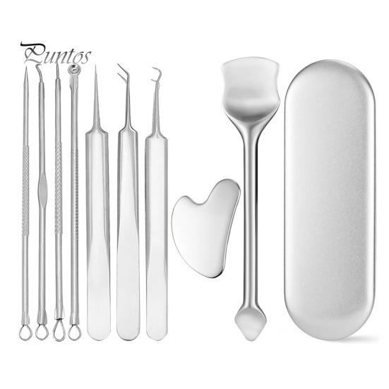 Dermatologist Recommended Skincare Tools 9Pcs Blackhead Remover Kit Stainless Steel Pimple Extractor Set with Storage Box Pore Cleaning Professional