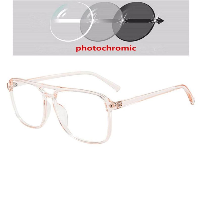 Square Finished Myopia Glasses Anti-Blue Light Big Frame Double Beam Myopes Lunettes Diopter 0 -0.5 -0.75 -1.0 -2.0 -2.5 T -6.0