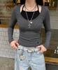 Eobiheomjeu Halter Neck Layered Long Sleeve Abh365-104 Striped Charcoal