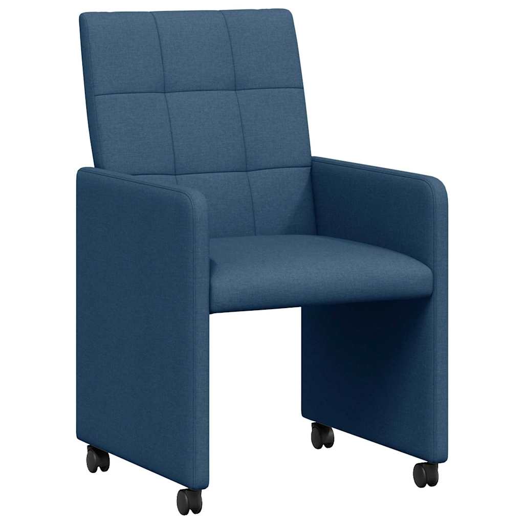 Dining Chairs with Casters 2 pcs Blue 58 x 65 x 94 cm Fabric