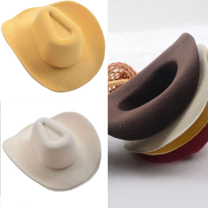 Tiny Western Cowboy Hat Miniature Fabric Hat Ornament For Handmade Craft Clothing Wrapping Sewing Costume Embellishment