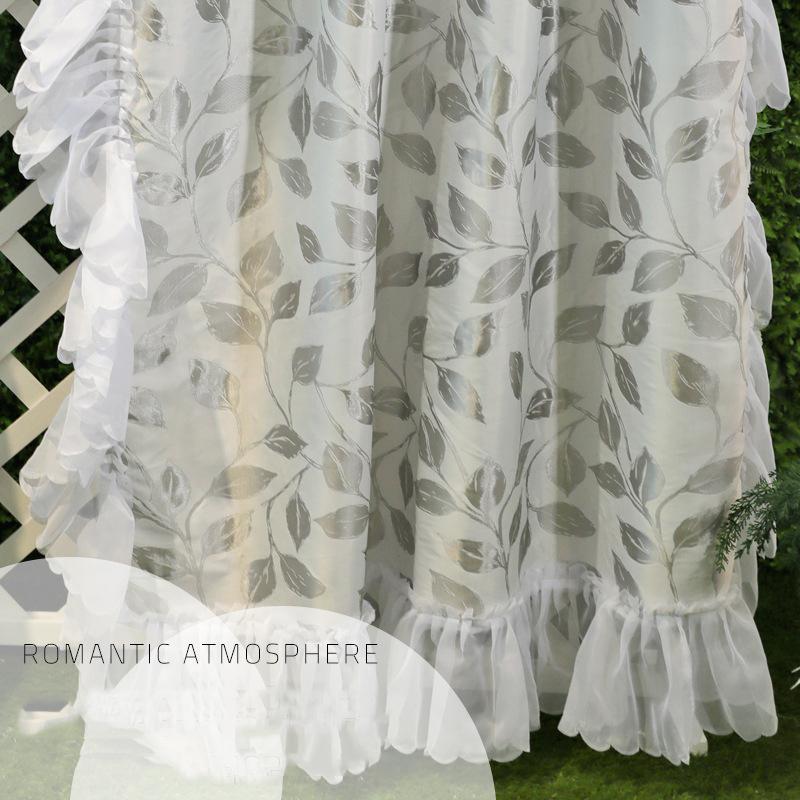 French Rococo Light Luxury Curtain Finished Semi-blackout Vintage Jacquard Princess Lace Hook Punch Bedroom Curtain