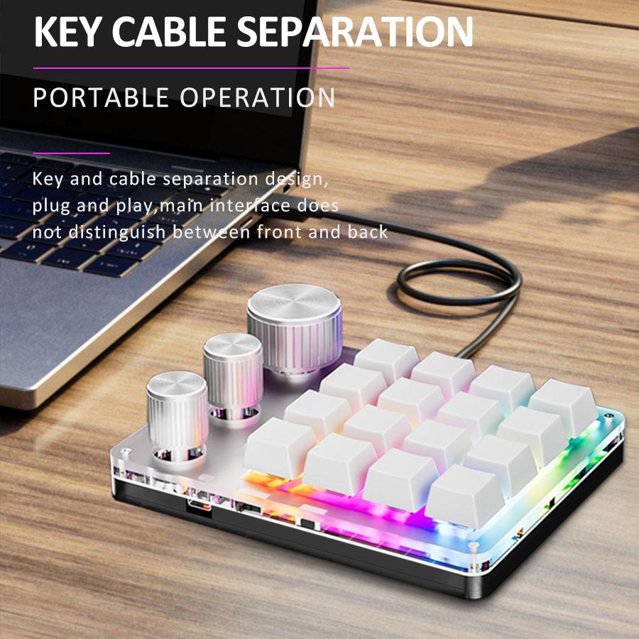 2.4G Customize Bluetooth 3 Modes USB Custom Mechanical Keyboard with Knob Volume Button Knob Programming Macro Gaming 16 Key Key