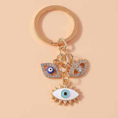 Chic Rhinestones Lucky Evil Eye Keychain Men Women Key Rings Pendant for Key Holder Handbag Pendatns DIY Jewelry Gifts