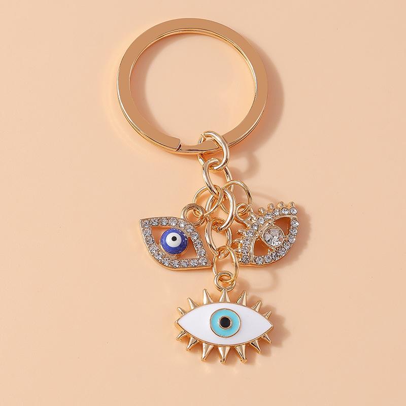 Vintage Turkish Lucky  Evil Eye Keychain Hamsa Hand Key Rings for Men Women Key Holder Handbag Pendants DIY Jewelry Gifts