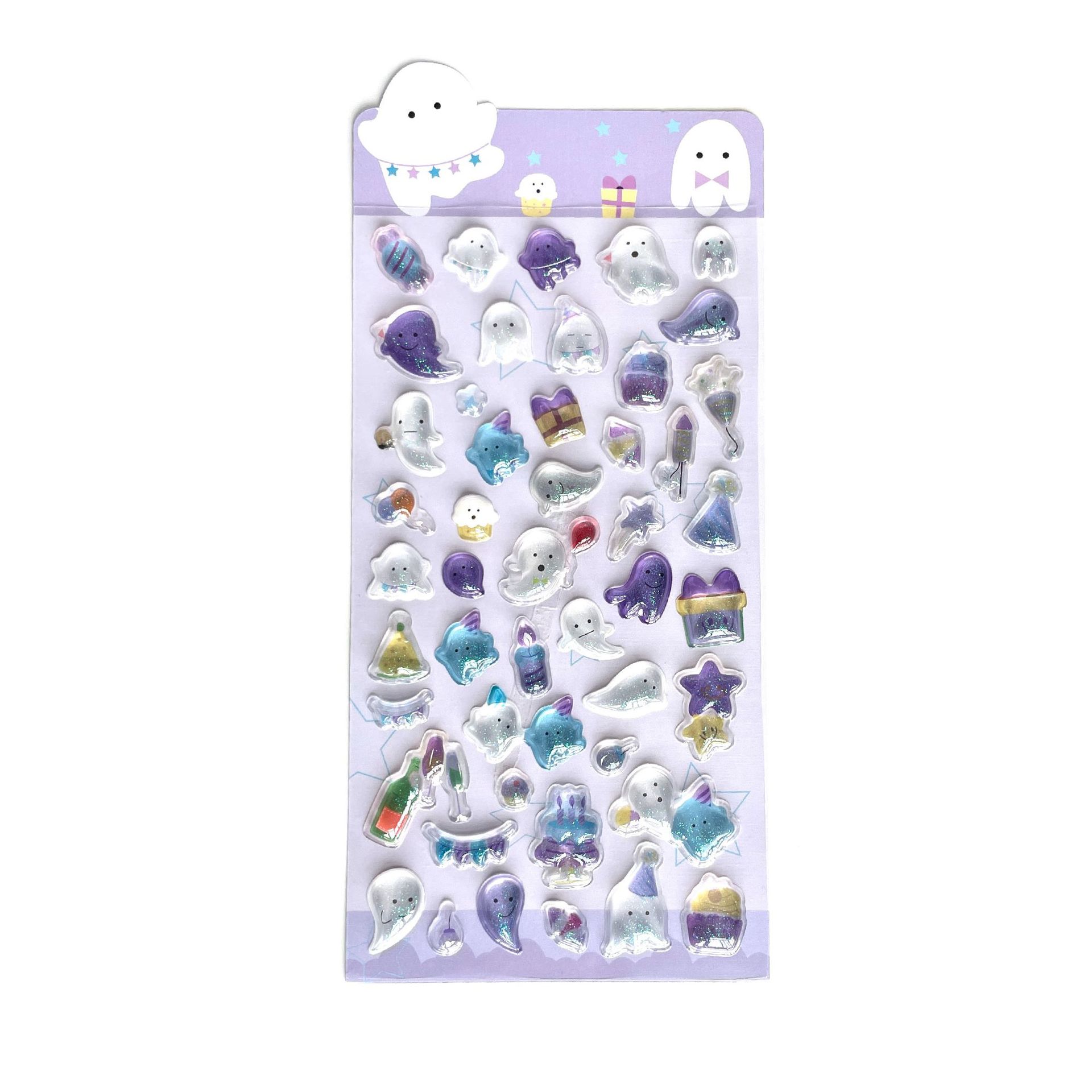 1 шт. 3D объемная наклейка детская креативная мультяшная блестящая хрустальная наклейка веселая рельефная наклейка декоративная алмазная наклейка 9.5*21 purple little ghost