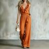 2026 European and American cross-border Amazon's new ruffle edge V-neck temperament fashionable and elegant slim women's jumpsuit