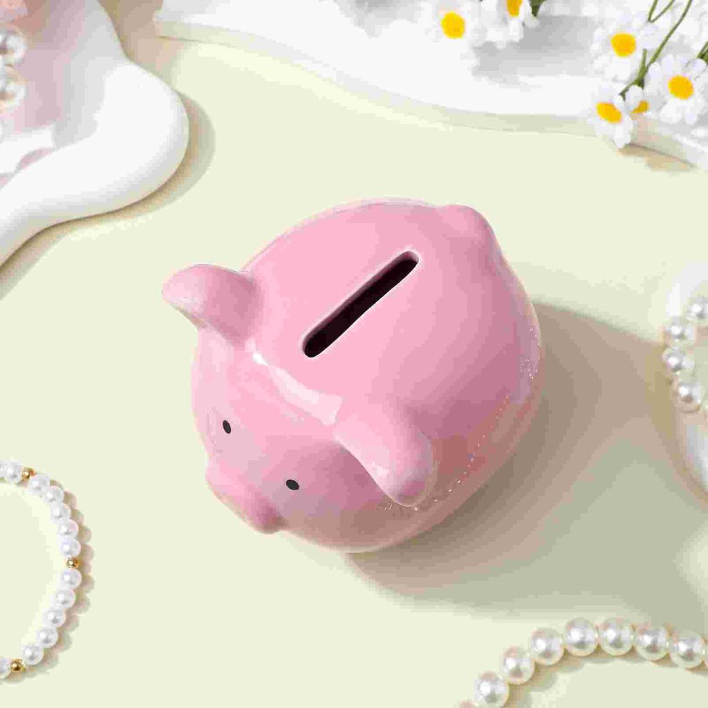 Pink Ceramic Piggy Bank For Girls Cute Saving Pot Money Coin Bank Decorative Savings Rubber Stopper Nursery