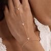Canner   Copper Butterfly Cz Finger Bracelet Ring Chain For Women Ins Eight-Pointed Star Hand Ring Chain Bracelets