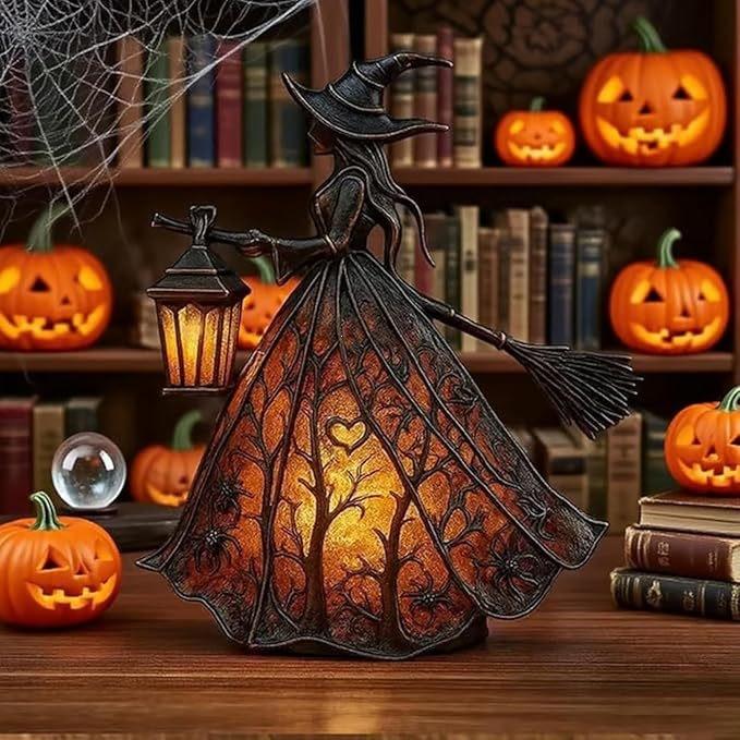 Halloween Witch Lamp Decor, Table Lamp for Spooky Atmosphere, Witch Theme Desk Light, Holiday Decoration