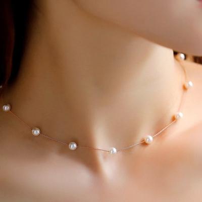 Μόδα Γυναικεία Faux Pearl Charm Κρεμαστό με αλυσίδα Choker Κοντό κολιέ Κοσμήματα