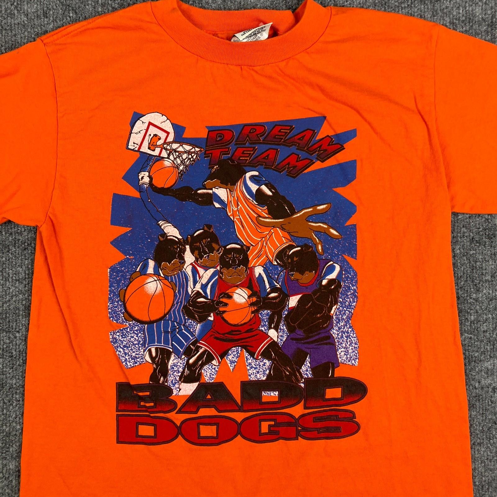 Nutmeg Mills T-Shirt Mens L Orange Dream Team Badd Dogs 90s USA Basketball S