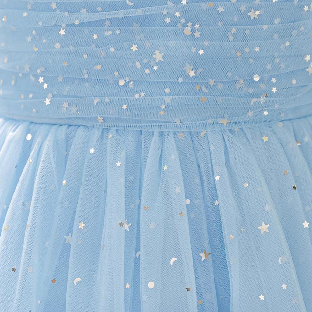 Children's Spaghetti Strap Sequin Flower Girl Dress - Puffy Tulle Skirt with Bow, Princess Gown for Weddings & Performances