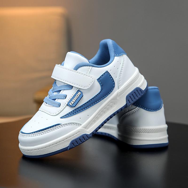 New Boys' Non-Slip Breathable Skate Shoes - Lightweight, Casual White Leather for Spring and Autumn