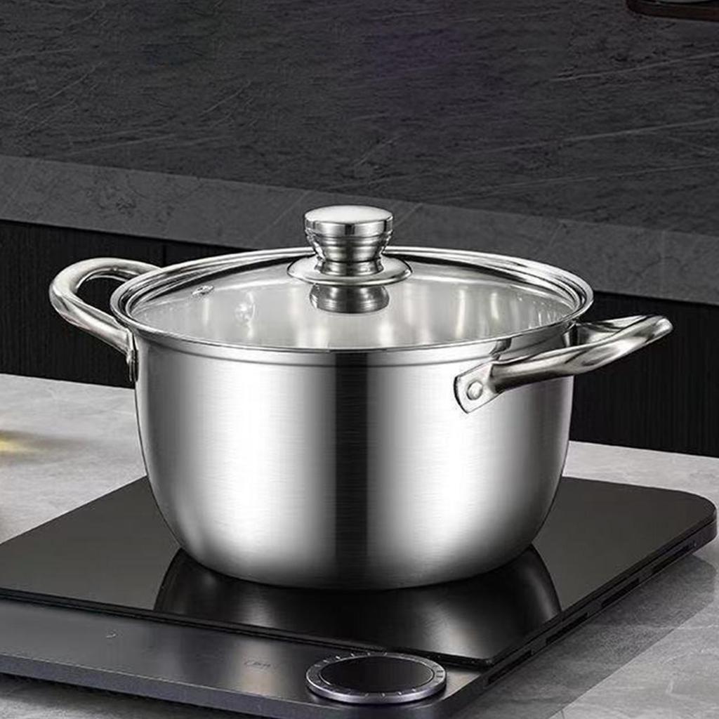 Stainless Steel Stock Pot Large Capacity Deep with Double Handle Modern Universal Base Soup Pot Non Stick Stockpot for Vegetable