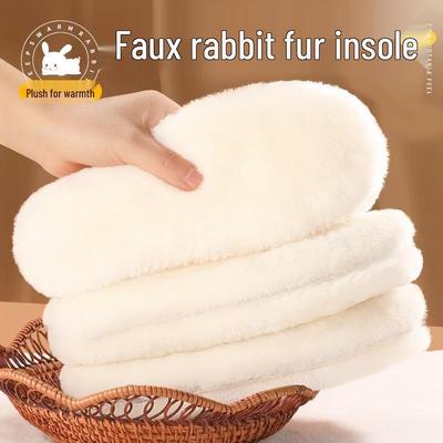 Thickened Winter Fleece Insoles: Soft, Odor-Resistant, Sweat-Absorbent, Imitation Rabbit Fur for Warm, Comfortable Feet.