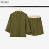 Women 3/4 Sleeve Blouse and Shorts Summer Two Piece Suit Sets