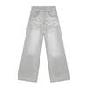 Menswear | Cleanfi Casual Cat Whiskers Washed White Light Grey Straight Wide Leg Jeans