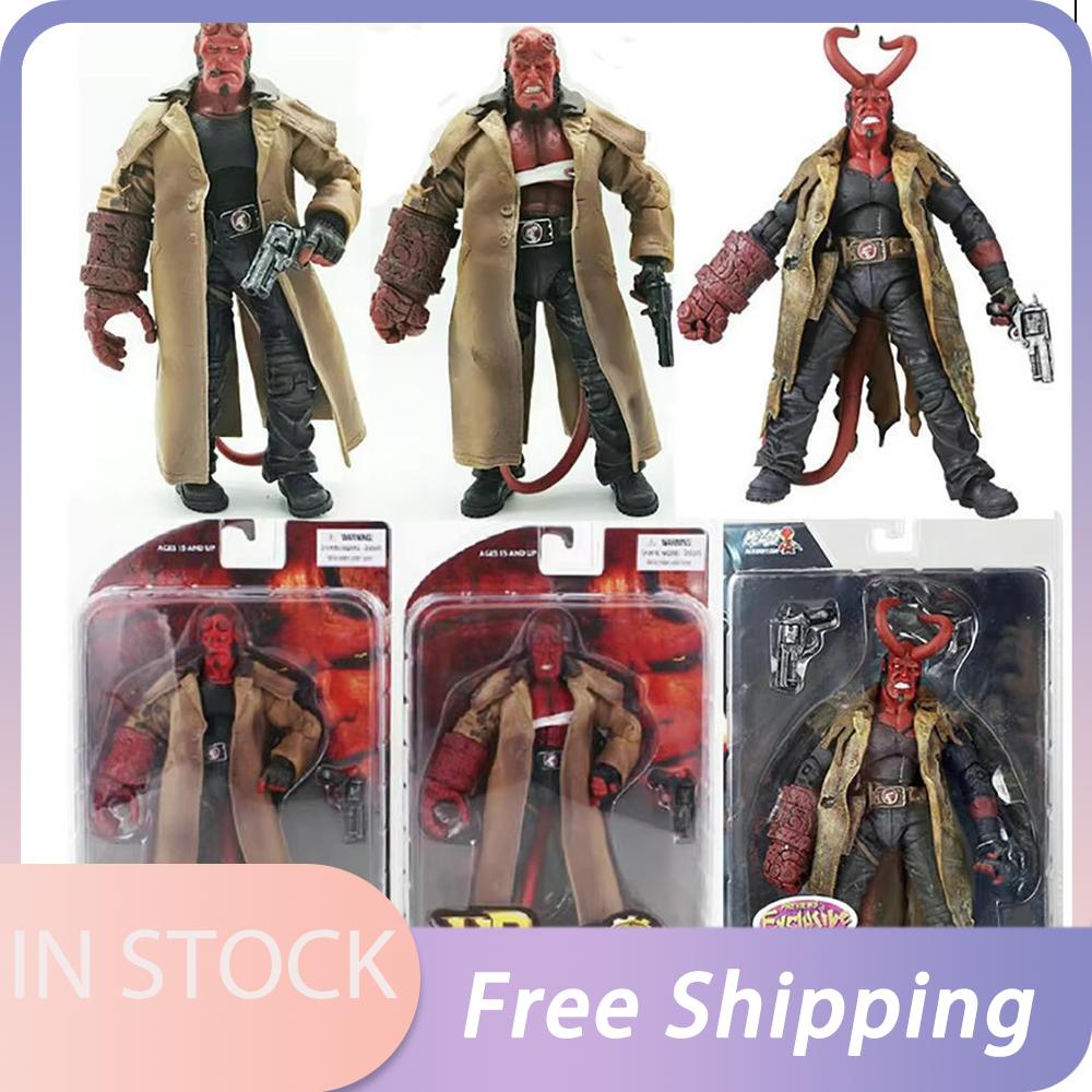 Mezco Studio Hellboy Figura de 7 Pulgadas Variante Anime Gabardina Hellboy Samaritano PVC Figura de Hellboy Modelo Juguete Muñeca Coleccionable Regalo