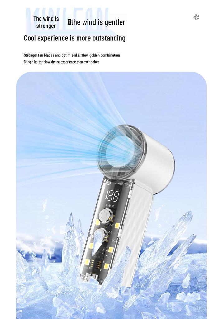 T242 Mini Handheld Fan: USB Rechargeable, Digital Display, High-Speed Turbine