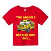Boys Girls Tshirt The Wheels on The Bus Car Graphic T Shirt Happy Birthday Gift Party Gift Kids Clothes Tops Cotton Short Sleeve