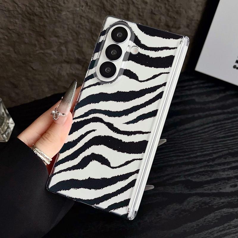Magnetic Adsorption Phone Case For Samsung Galaxy Z Fold 7 6 5 Fold7 Fold6 Fold5 5G Shockproof Leopard Print Clear Hard Cover