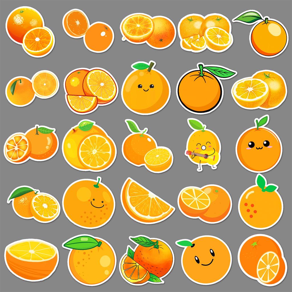 50 Orange Doodle Personality Cartoon Fruit Gauze Kids DIY Mobile Phone Case Suitcase Stickers Waterproof