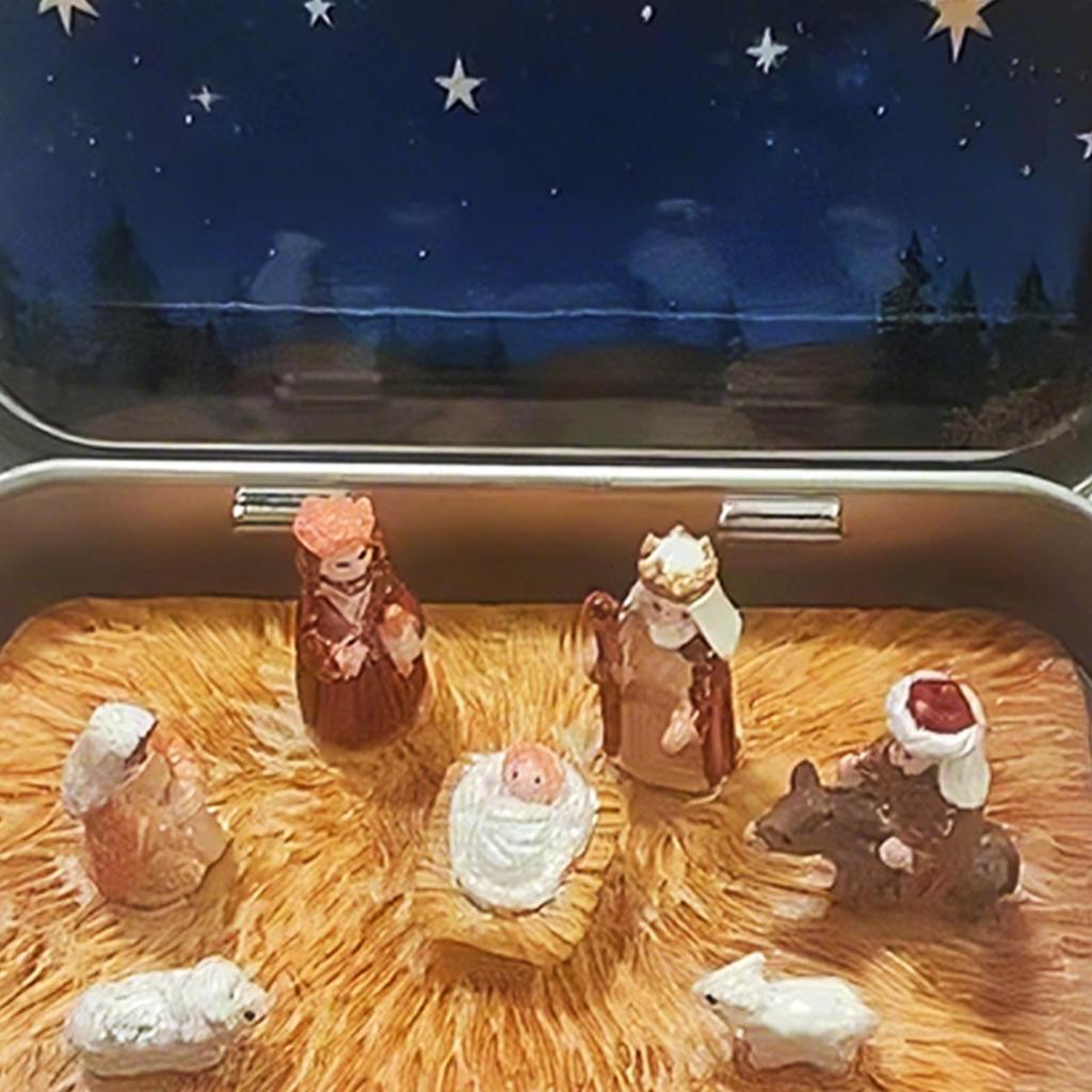 Christmas Nativity Scene Figurine Gift Jar For Desktop Decoration In Living Room And Bedroom Figurines Miniatures Navidad
