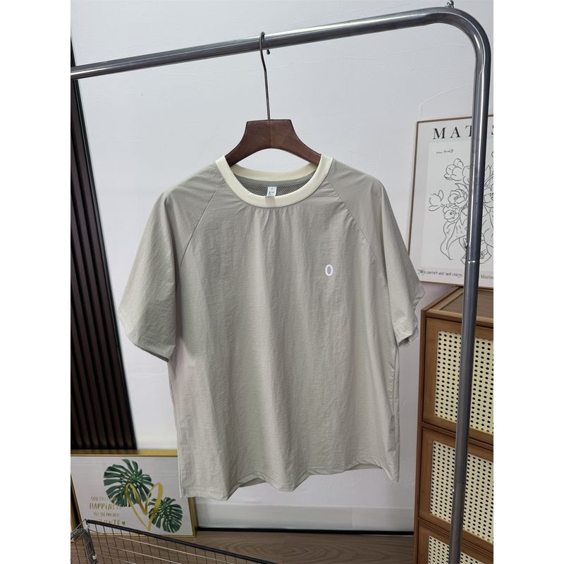 

Hong Kong Style! Back Cut Out Breathable Mesh Quick-Drying Loose Sports Outdoor Short-Sleeved T-shirt Easiest for Match Western Style Slimming 81376 light gray 2