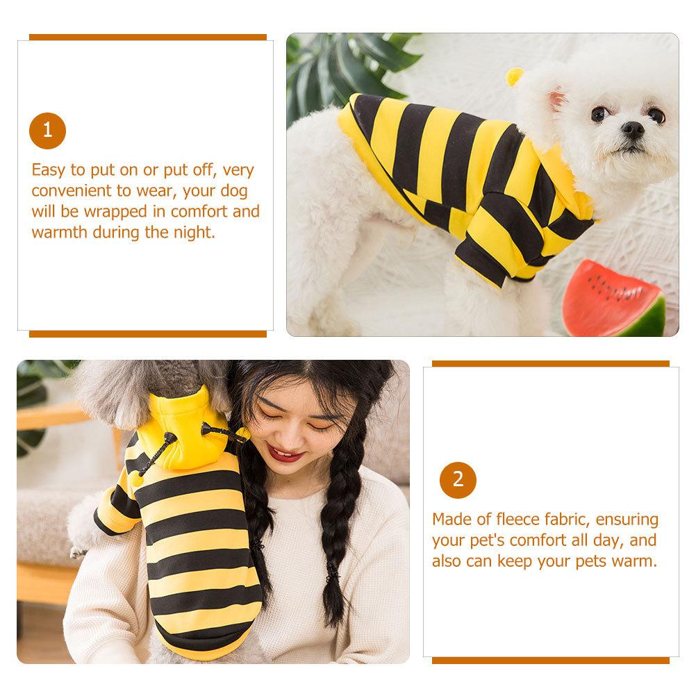 Fleece Pet Dog Warm Clothes Adorable Bee Costume Winter Outdoor Wear Stylish Outfit For Small Medium Dogs Pet Garment