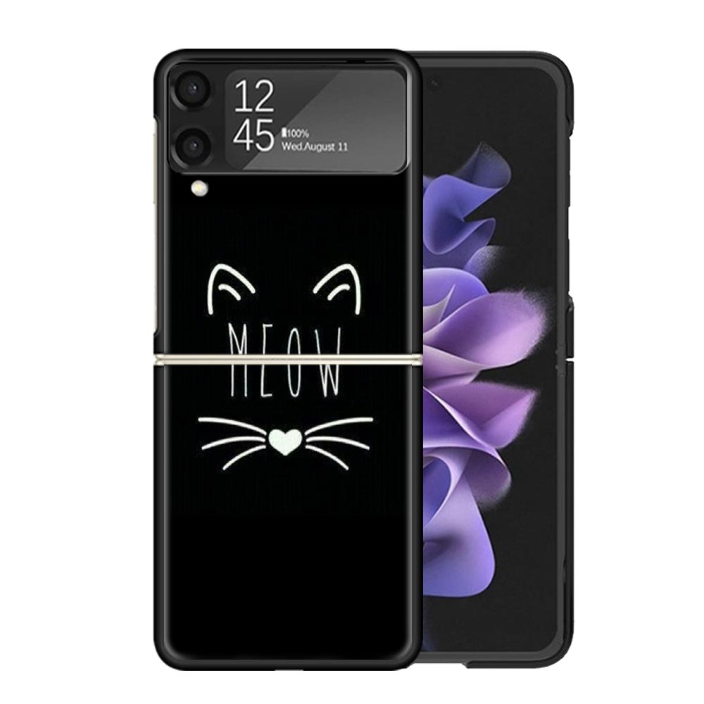 Cat Cute Kitten Cartoon Clear Phone Case For Samsung Z Flip 7 6 5 4 3 Galaxy ZFlip7 ZFlip6 ZFlip5 ZFlip4 ZFlip3 5G Print Cover Z