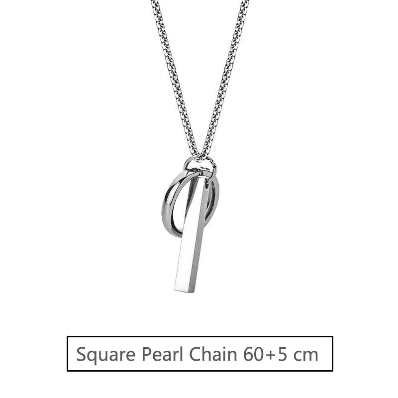 Minimalist Chain Pendant  New Geometric Round Hoop Cuboid Pendant Necklace for Women Men Stainless Steel Sweater Chains