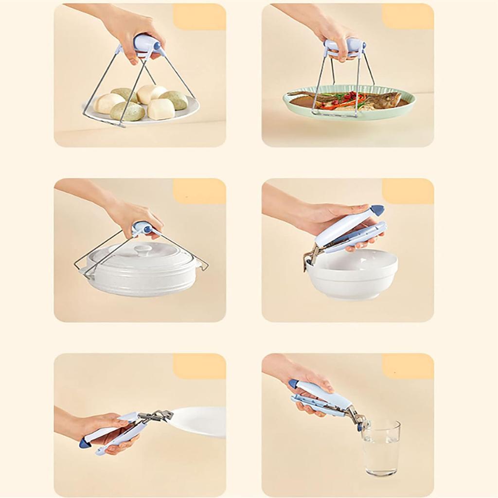 Plate Gripper, Anti-scalding Bowl Clamp, Stainless Steel Hot Bowl Dish Pan Clip, Kitchen Plate Retriever Tongs for Kitchen Home Restaurant Cooking