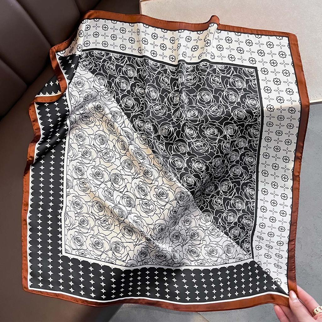 Scarf For Women Spring/Summer Imitation Silk Square Scarf Decoration Bandanna Fashion Print Neckerchief Luxury Headband Hijab